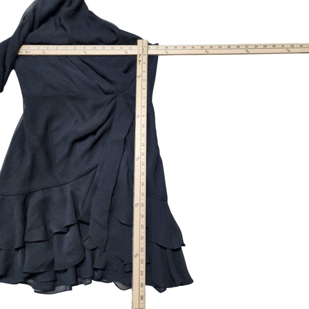 Michael Costello x REVOLVE Dress Womens M Black One Shoulder Ruffle Mini Party - Picture 7 of 11